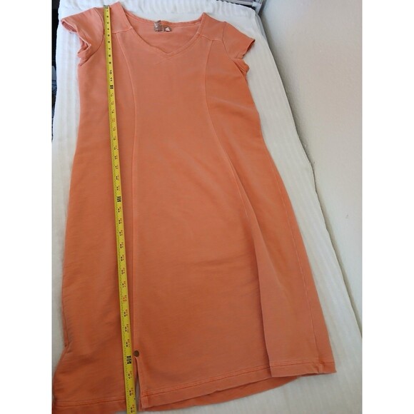 THE TERRITORY AHEAD Womens Dress‎ M  100% Cotton Orange Short Sleeve V-Neck Midi - Picture 10 of 16